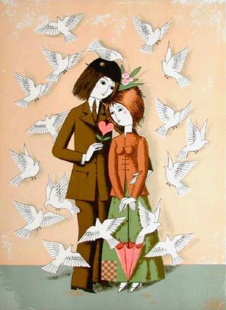 The Lovers With Doves by Raymond Peynet